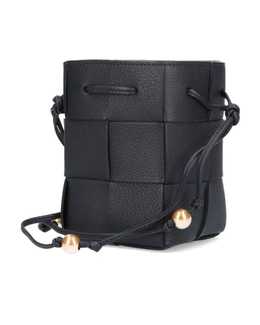 Bottega Veneta Black Cassette Mini Bucket Shoulder Bag