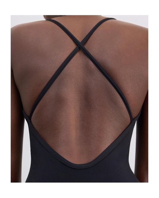 Loulou de Saison Black Criss-Crossing Straps Swimsuit