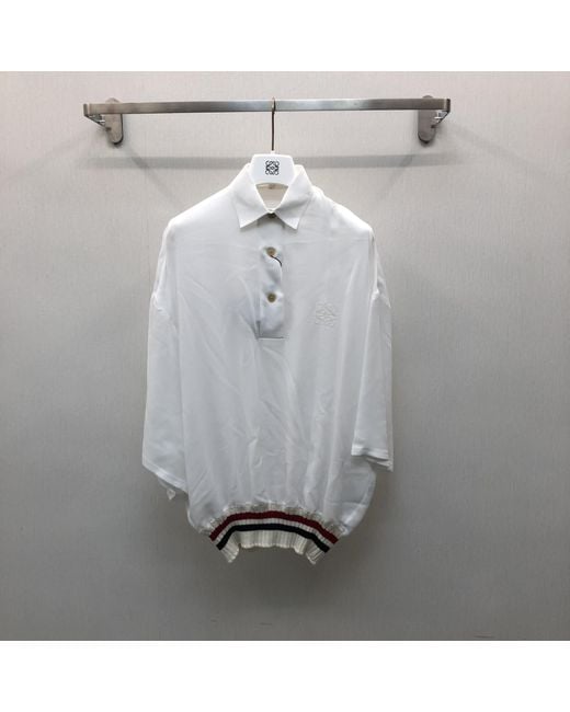 Loewe White Ribbed Trim Polo Shirt