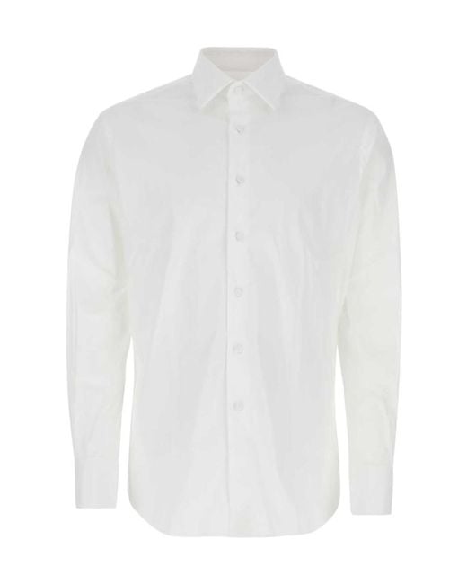 Prada White Buttoned Long-Sleeved Shirt for men