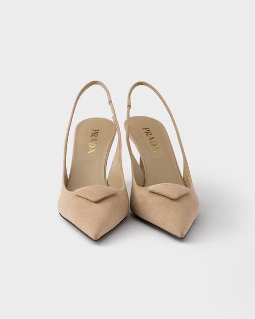 Prada White Suede Slingback Pumps