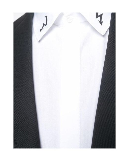 Neil Barrett White Printed Lapel Shirt for men