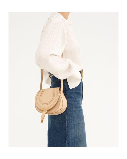 Chloé Natural Marcie Leather Crossbody Bag