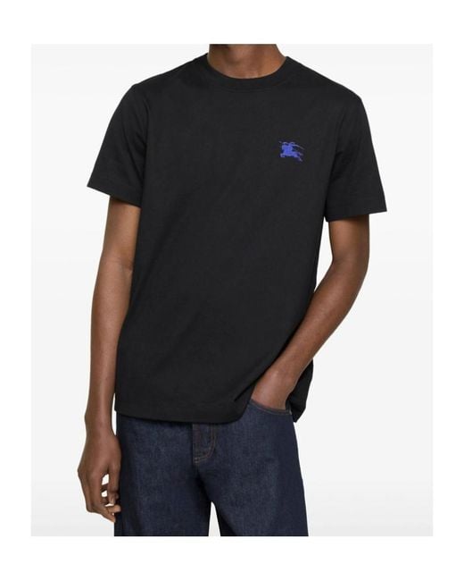 Burberry Black Logo Embroidered Crewneck T-Shirt for men