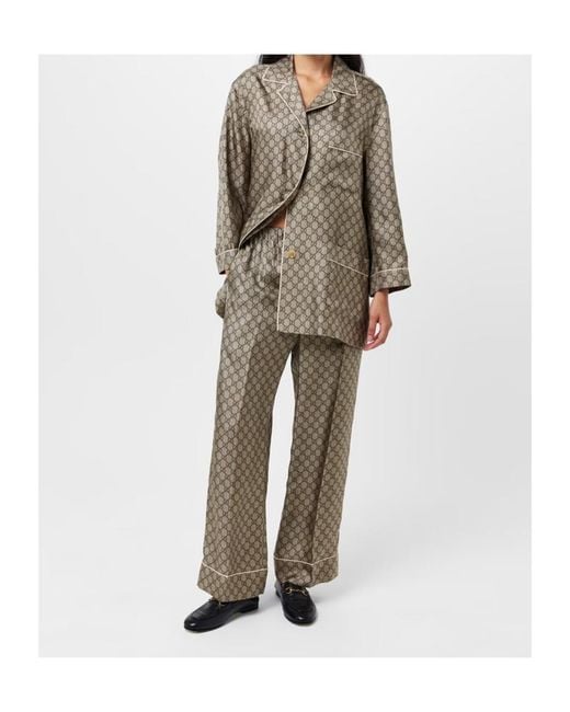 Gucci Gray Logo Wide-Leg Track Pants