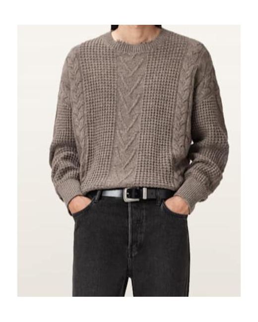 AllSaints Gray Tenter Oversized Wool Jumper for men