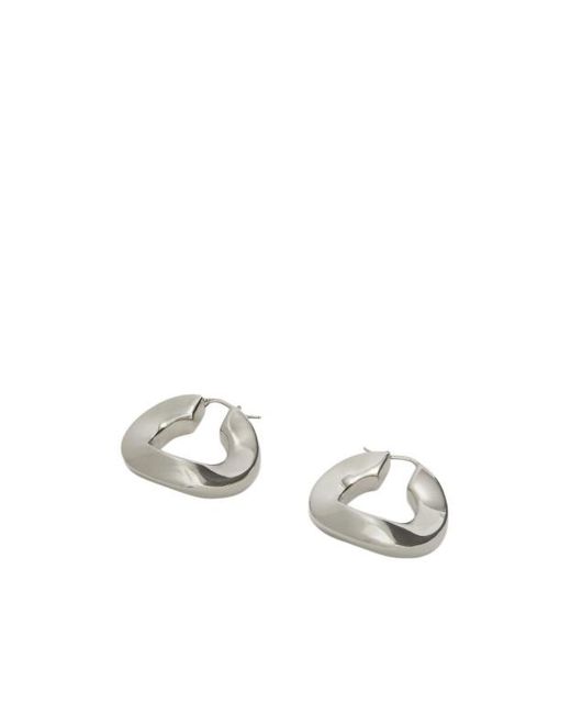 Jil Sander White Buckle Fastened Hoop Earrings
