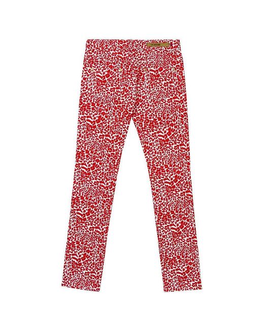Moschino Red Leopard Print Jeans