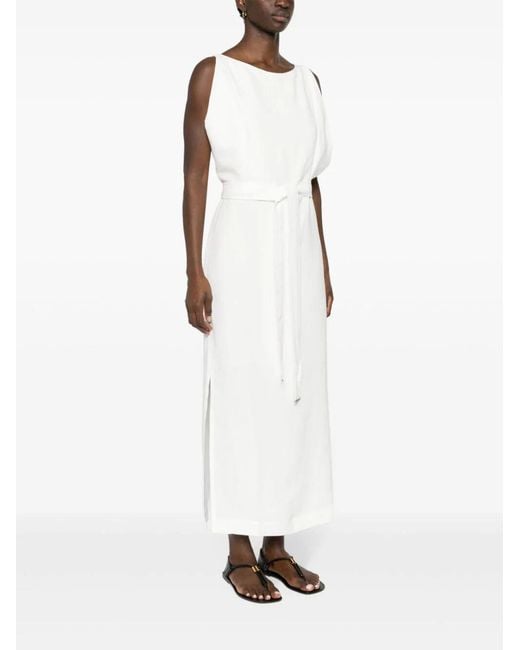 Brunello Cucinelli White Knot Detailed Sleeveless Maxi Dress