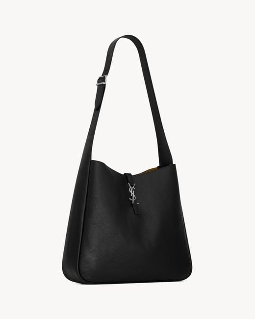 Saint Laurent Black Le 5 A 7 Extra Large Long Half-Moon Bag