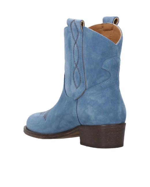 Via Roma 15 Blue Round Head And Ankle Boots
