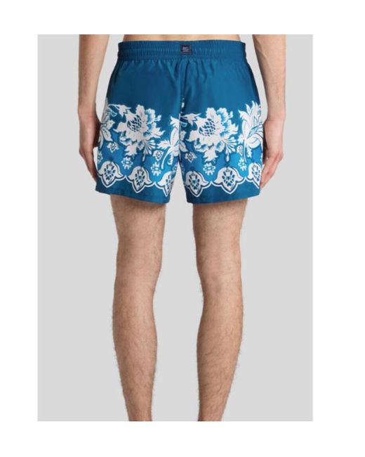 Etro Blue Placed Floral Print Swimsuit for men
