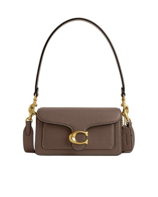 COACH Brown Tabby 20 Logo Plaque Shoulder Bag