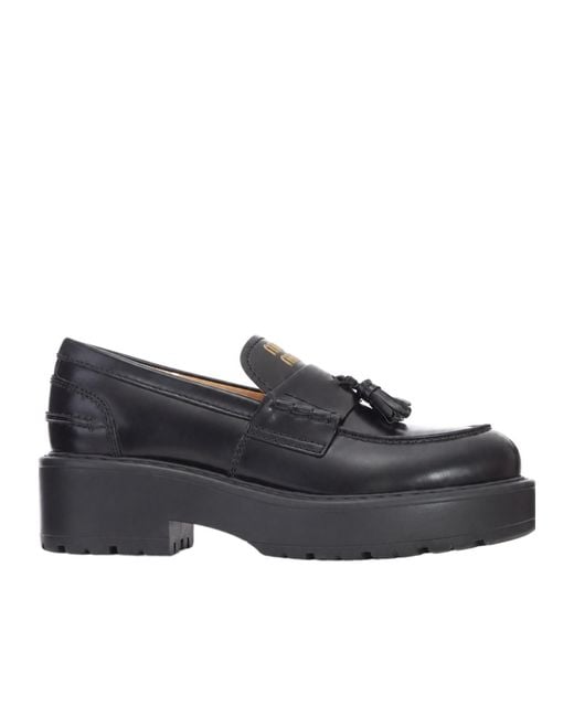 Miu Miu Black Round-Toe Loafers