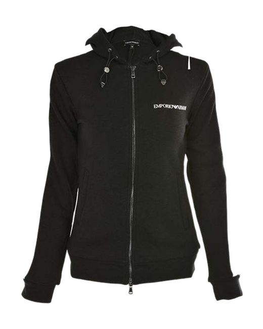 Emporio Armani Black Logo Hooded Casual Coat