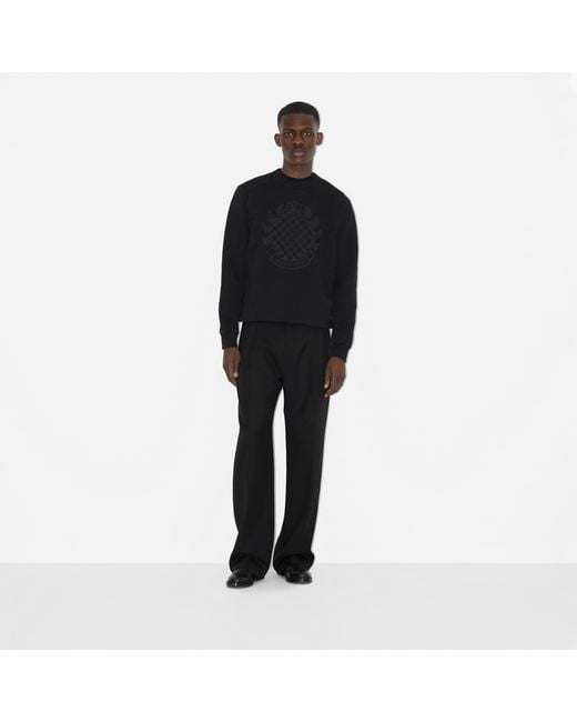 Burberry Black Chequered-Crest Cotton Sweatshirt for men