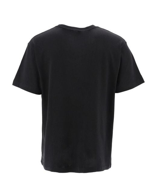 Dior Black Logo Embroidered Crewneck T-Shirt for men