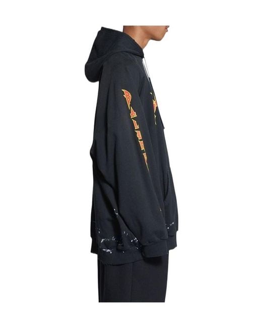 Balenciaga Blue Felpa Con Cappuccio Metal Hoodie Oversized Da Uomo for men