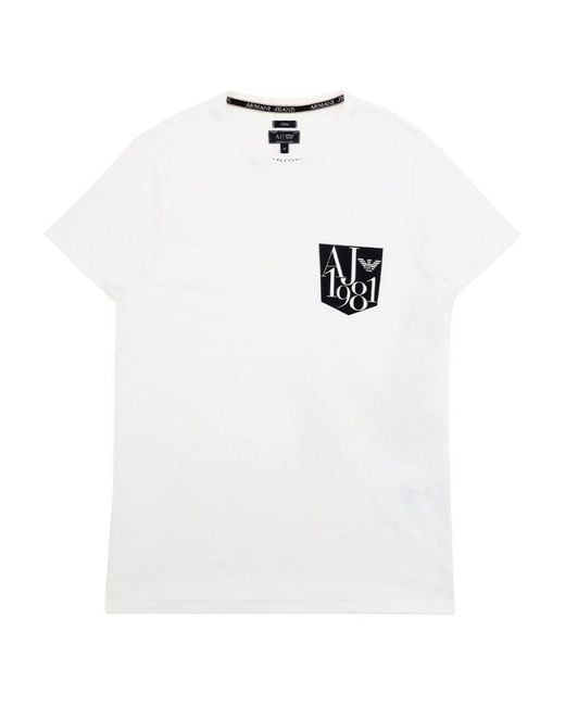 Armani Jeans White Round-Necked Logo T-Shirt for men