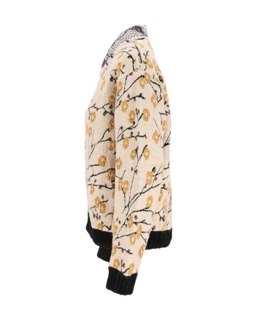 Forte_forte Natural Cherry Blossom Jacquard Bomber Jacket