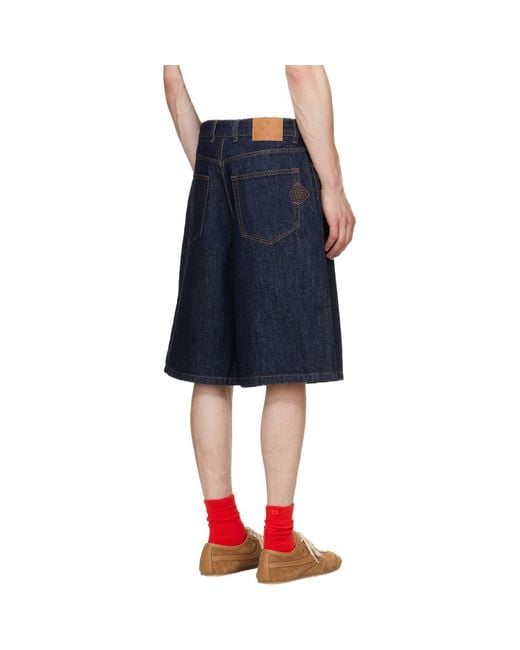 Casablanca Blue Raw Denim Shorts for men