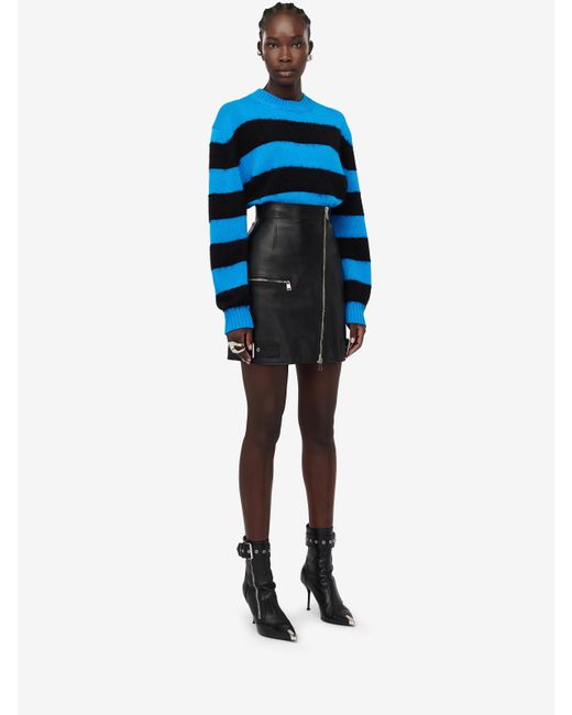Alexander McQueen Blue Striped Crewneck Jumper