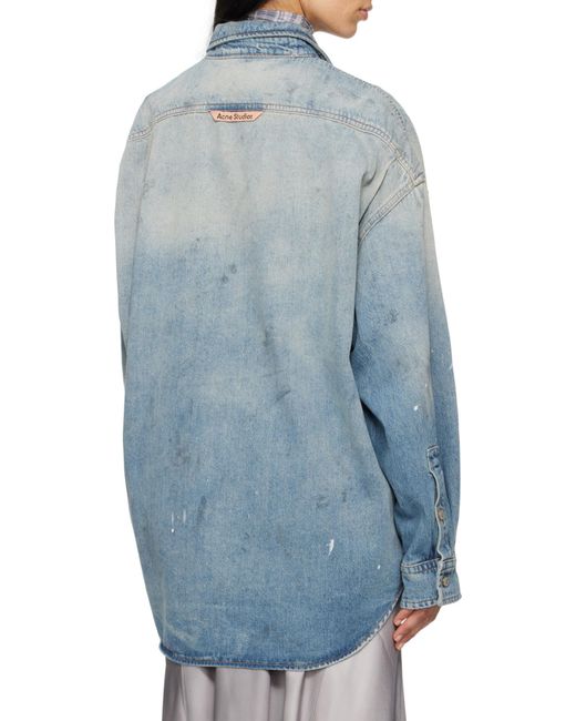 Acne Blue Distressed Denim Shirt for men
