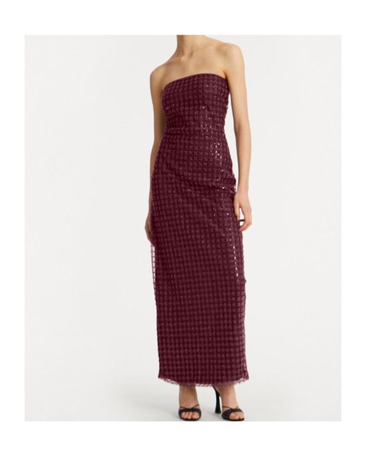 ROTATE BIRGER CHRISTENSEN Purple Beaded Tube Top Dress