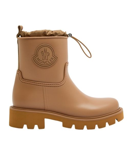 Moncler Brown Kickstream Rubber Wellington Ankle Boots