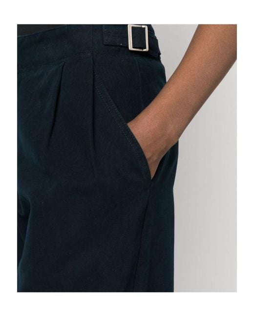 A.P.C. Blue Pleat-Detail Wide-Leg Cotton Trousers
