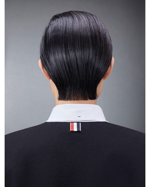 Thom Browne Black Single Breasted Collarless Jacket