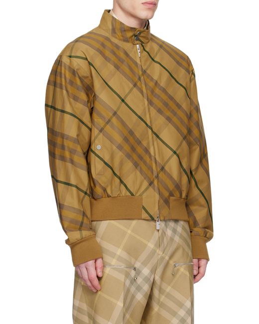 Burberry Green Check Printed Zipped Bomber Jacket for men