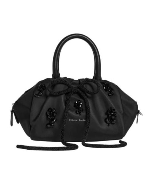Simone Rocha Black Embroidered Decorations Logo Clutch Bag
