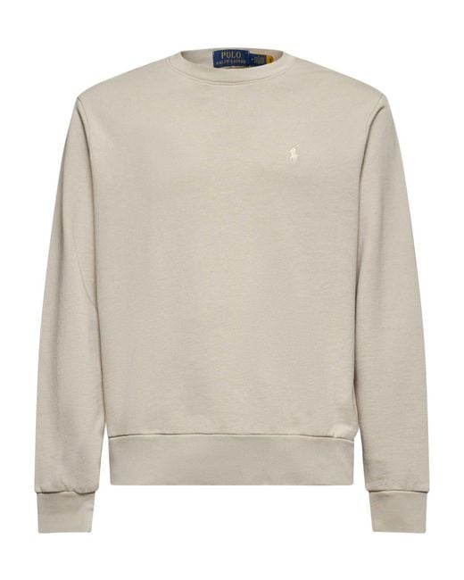 Polo Ralph Lauren White Loopback Fleece Sweatshirt for men