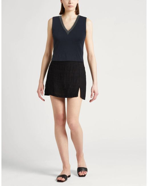 Brunello Cucinelli Blue Sleeveless V-Neck Stretch Top