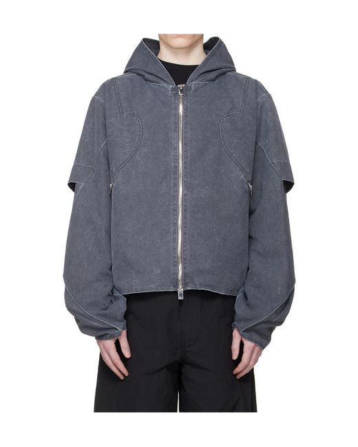 HELIOT EMIL Blue Crinis Hooded Casual Jacket for men