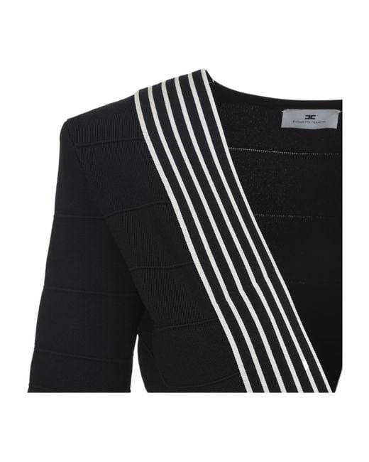 Elisabetta Franchi Black Knitted Belted Mini Dress