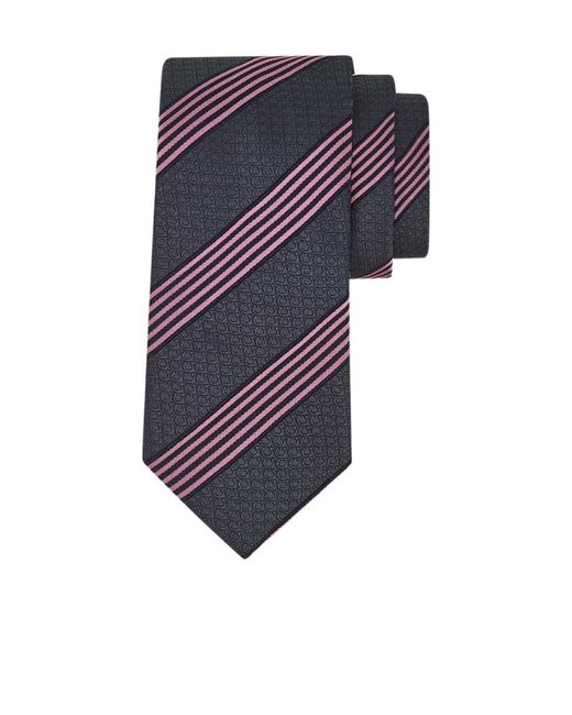 Ferragamo Blue Regimental Gancini Silk Jacquard Tie for men