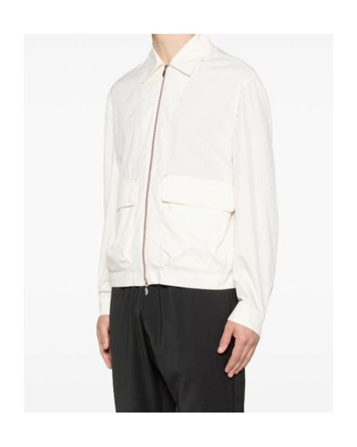 Brunello Cucinelli White Flap-Pocket Zip Jacket for men