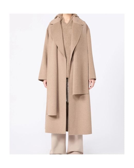 Max Mara Natural Double Wool And Cashmere Robe Coat