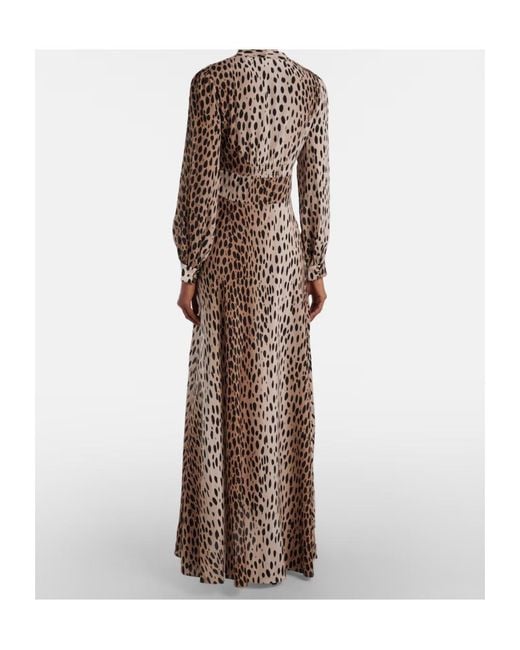 Rixo Natural Emory Printed Silk Maxi Dress