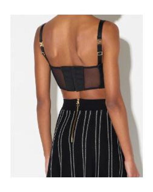 Elisabetta Franchi Black Cool Wool And Tulle Top