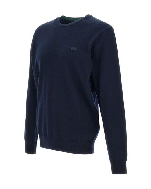 Lacoste Blue Logo Patch Crewneck Knitted Jumper for men