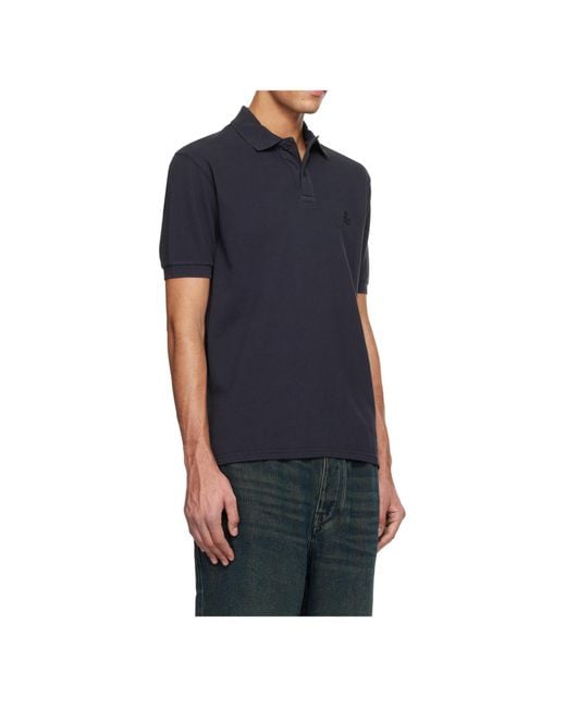 Isabel Marant Blue Afko Logo Embroidered Buttoned Polo Shirt for men