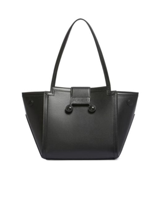 Marni Black Leather Mini Riviera Bag