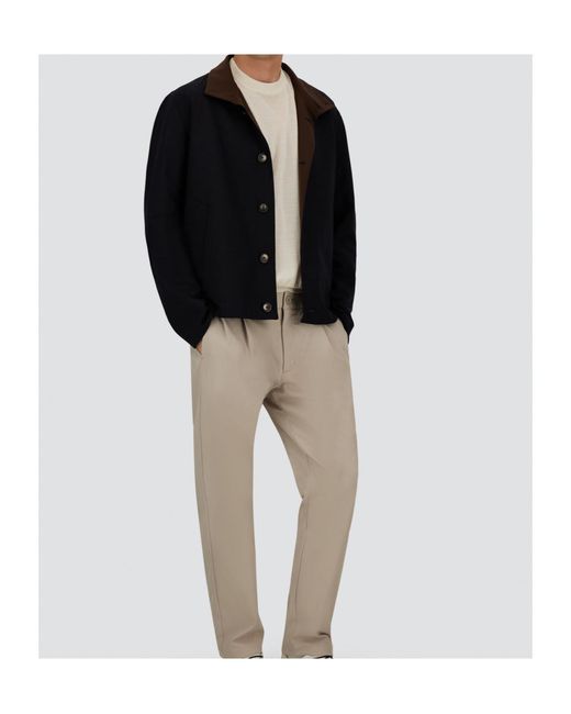 Herno Blue Long-Sleeved Button-Up Jacket for men