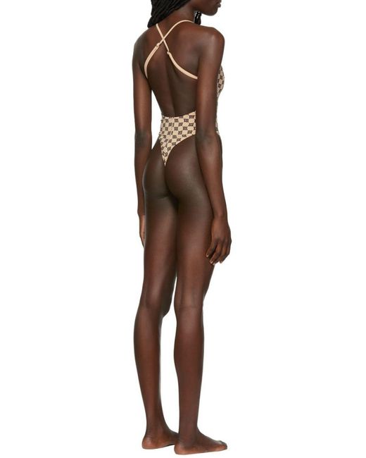 M I S B H V Natural Signature Monogram One Piece Swimsuit