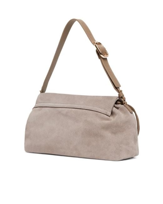 Marella Gray Suede Drawstring Bag
