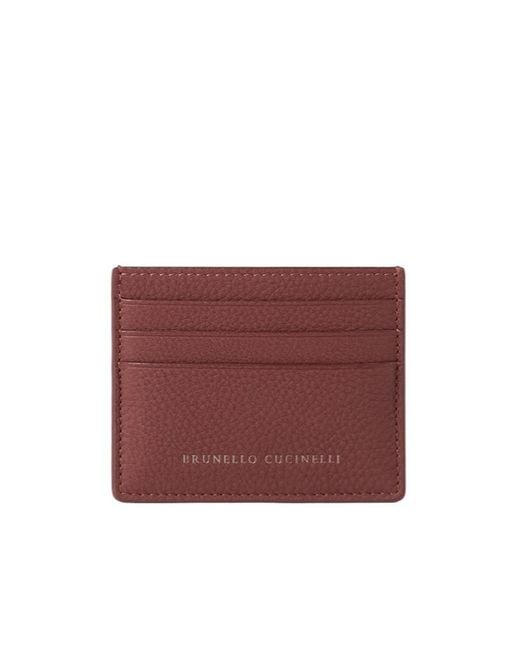 Brunello Cucinelli Red Leather Card Holder