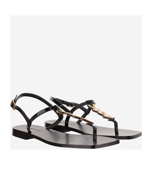 Versace White V-Chain Square-Toe Sandals